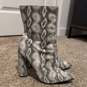 T.J.Maxx Black and White Snakeskin Heeled Boots